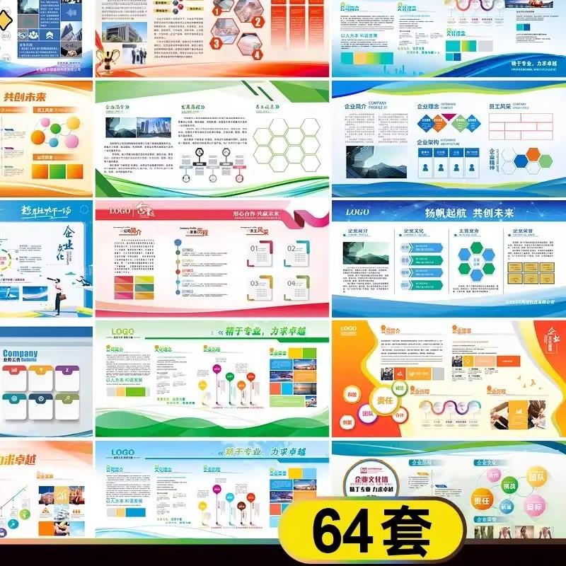 公司企业文化宣传墙展板海报素材项目介绍简介展厅展板排版模板