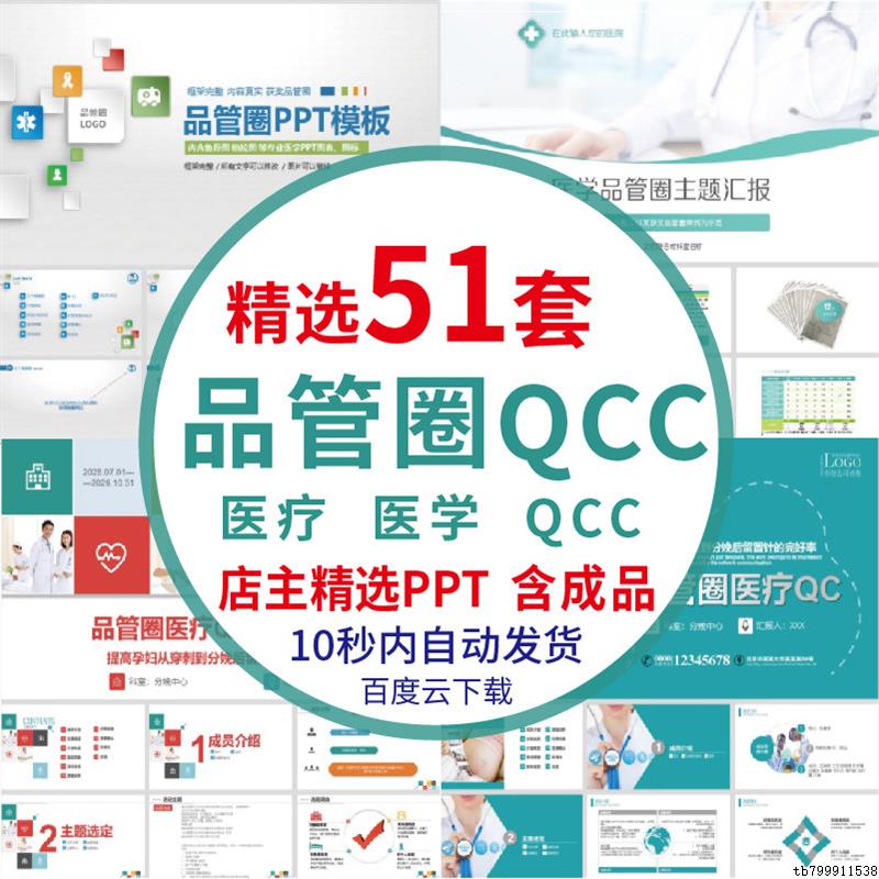 医生护士医疗护理PDCA循环案例品管圈QCC成果汇报ppt模板医学医院