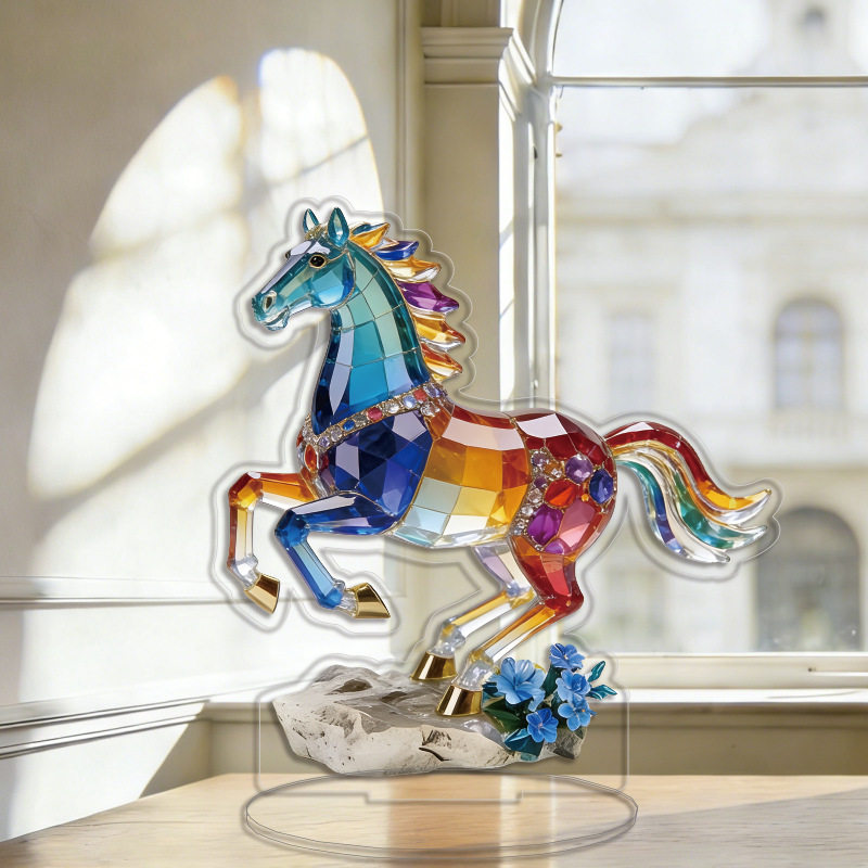 水晶骏马摆件八方来财立牌电脑办公室工位学生装饰品逼真,模玩/动漫/周边/娃圈三坑/桌游,荧光棒/应援棒/灯牌,淘宝优惠券,粉丝福利购,淘宝优惠卷