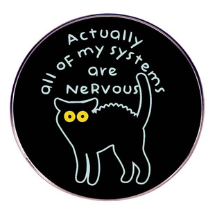 实际上我的系统都很紧张胸针卡通黑猫别针胸章金属合金徽章配饰