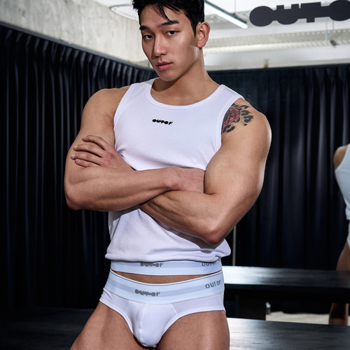 OUTOF - underwear01 橡筋LOGO 精棉高弹螺纹面料 男三角内裤