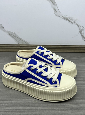 37 38 39码撤柜清仓处理帆布鞋新款厚底百搭饼干底休闲包头半拖鞋