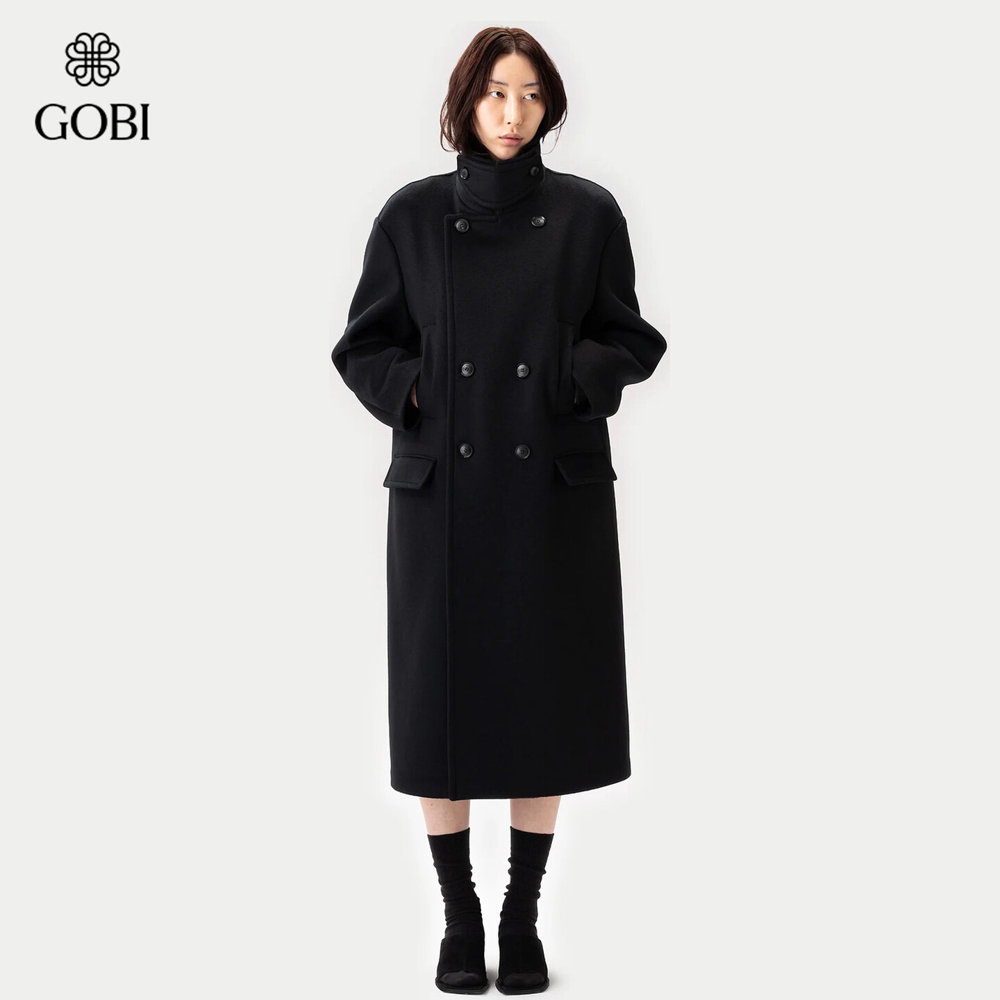 Gobi戈壁25冬季中长款毛呢外套显瘦时尚女士毛呢羊绒大衣MC0073