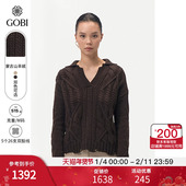 GOBI戈壁秋冬V领套头长袖 复古上衣纯色羊绒女士针织衫 毛衣WK758