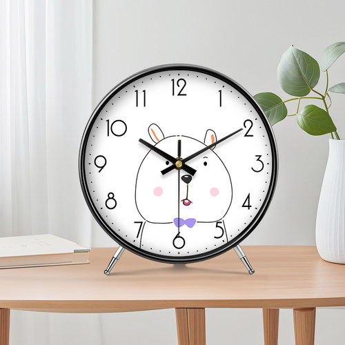 小白兔钟表可爱儿童房卡通摆件时钟客厅艺术现代极简风家用座钟