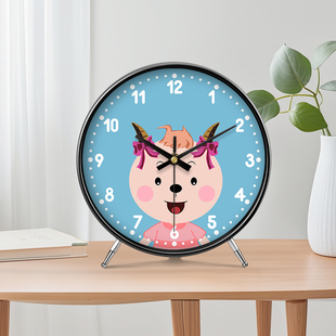 可爱小牛座钟高级感个性桌面钟表摆件创意摆台式现代卡通客厅时钟