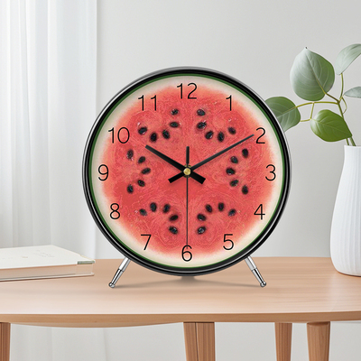 时尚摆放式床头西瓜时钟现代简约水果店座钟家用台式静音桌面钟表