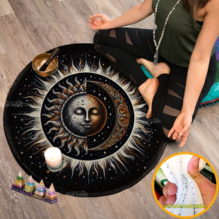 日月星空圆地毯颂钵音疗地垫瑜伽冥想垫水晶塔罗灵气神秘空间布置