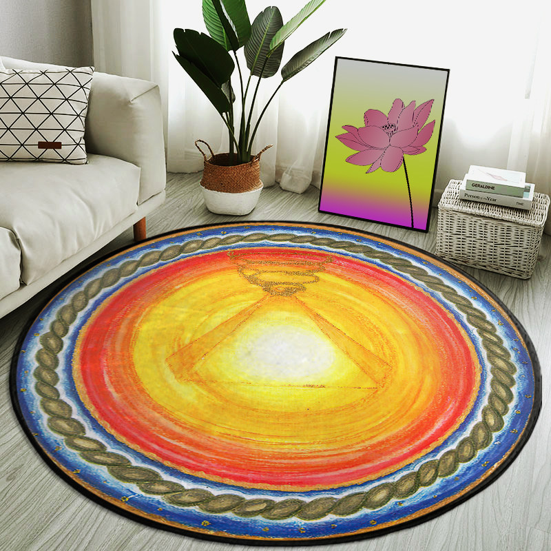 禅意心灯暖阳星河禅修地垫圆形防滑瑜伽冥想打坐垫健身倒立绒面垫