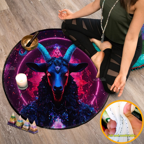 颂钵音疗冥想地毯撒旦五芒星地垫Satanic Pentagram Goatboi Rug