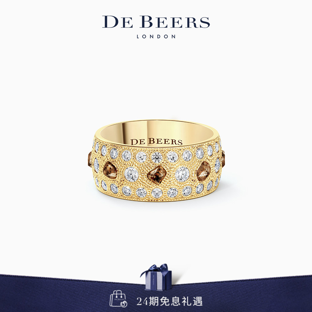 De Beers 戴比尔斯 Talisman 宽版18K黄金戒指 钻石戒指