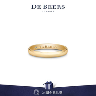 Beers 戴比尔斯 Wide 18K黄金戒指3mm18K金对戒 Court 礼物