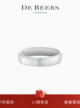 [礼物]戴比尔斯 DB Classic Wide Court Poinçon 铂金单钻戒指