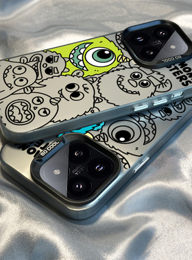 柒莱磨砂适用于小米17/15pro手机壳14新款12/11女10线条大眼仔怪兽红米note14/13硬壳k80k70男k60k50防摔40套