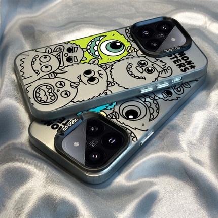 柒莱磨砂适用于小米17/15pro手机壳14新款12/11女10线条大眼仔怪兽红米note14/13硬壳k80k70男k60k50防摔40套