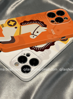 柒莱菲林壳适用于三星s30/s25+手机壳新款s24男女s23ultra硬壳s22plus高级复古橙色小马s21防摔a54a53保护套