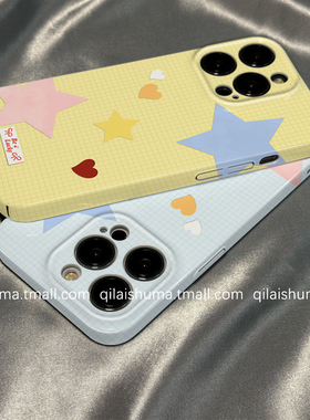 柒莱菲林壳适用于小米17/15pro手机壳14ultra新款13韩风黄色格纹星星12红米note14男女10防摔k80硬70套60软50