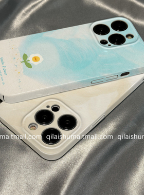 柒莱菲林壳适用于小米17/15pro手机壳14ultra新款13蓝色油画渐变小花12红米note14男女10防摔k80硬70套60软50