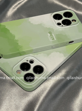 柒莱菲林壳适用于opporeno15/14/13/12pro+手机壳11/10新款9女findx8x7简约清新绿色水彩a5硬3真我gt6软7防摔