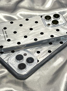 柒莱羽纱壳适用于苹果15promax手机壳新款iPhone17/14简约ins黑色波点13防摔12硬壳11保护套xs硅胶xr男女78软