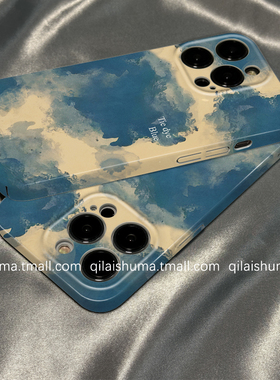 柒莱菲林壳适用于vivox300/x200/100pro手机壳新款x90x80x70小众扎染蓝色水彩s50s30s20女19套18硅胶17硬防摔