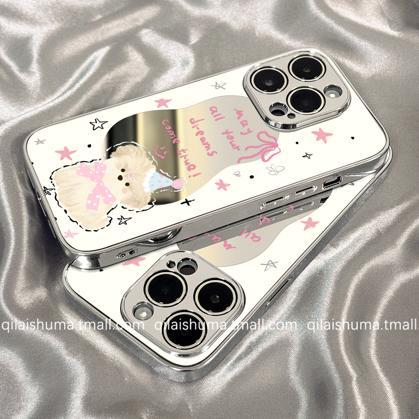 适用于华为系列手机壳小狗镜面