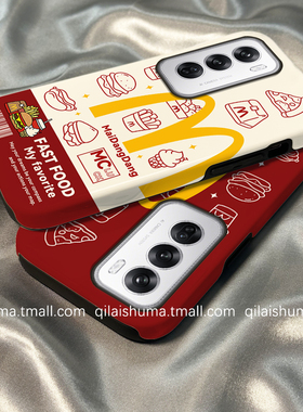 柒莱二合一菲林壳适用于opporeno15/14/13/12pro手机壳新款10/11/9女findx8防摔6汉堡M记英文5硅胶x7一加13套