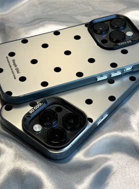 适用于苹果15promax手机壳新款iPhone17/14简约ins黑色波点13高级12男女16硬壳11保护套xs防摔xr情侣7软8硅胶