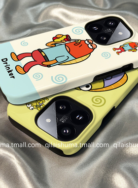 柒莱二合一菲林壳适用于小米17/15pro手机壳14新款13红米k80k70男女60撞色比奇堡居民鱼note14防摔12硅胶软套