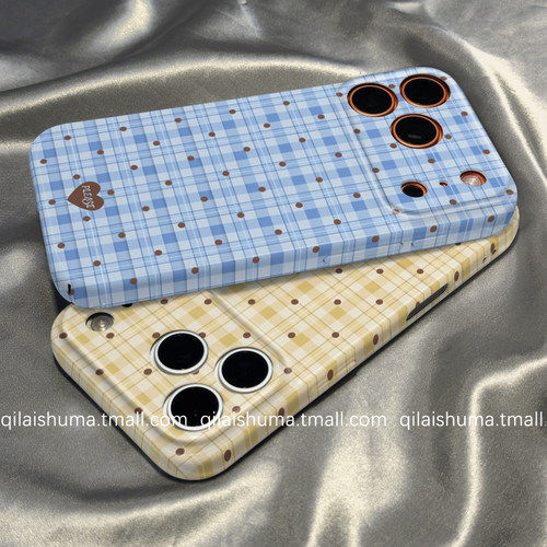 适用于iqoo系列手机壳蓝格子菲林