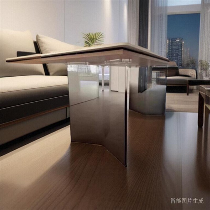 亚克力桌腿支架定制透明渐变V型T型餐桌脚岩板岛台吧台可带万直销