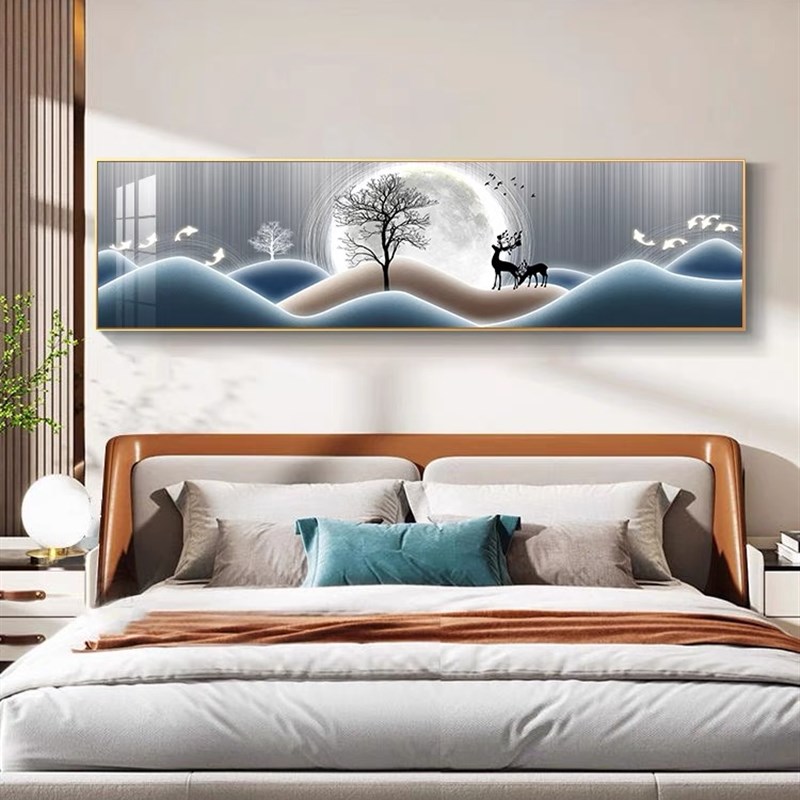 卧室装饰画床头挂画温馨福鹿客厅主卧墙画现代简约房间背景墙直销图片