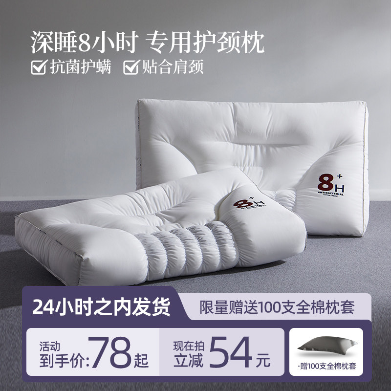 星级酒店人体工学护颈椎枕头助睡眠成人专用抗菌荞麦枕芯一对家用