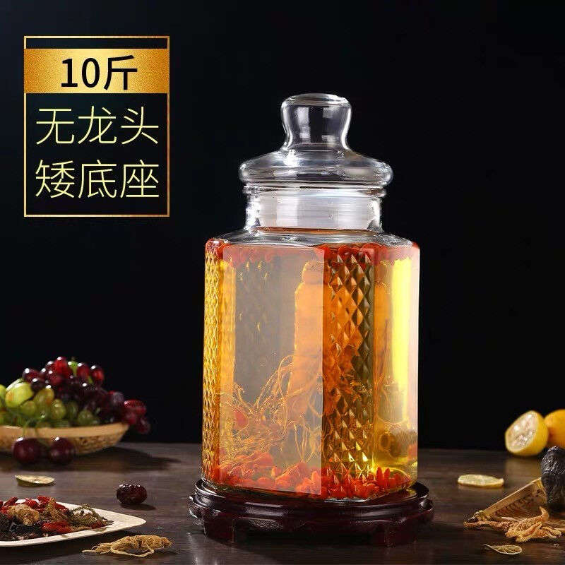 のの【精选优品】泡酒玻璃瓶带龙头10斤20斤泡酒坛子无铅加厚酿