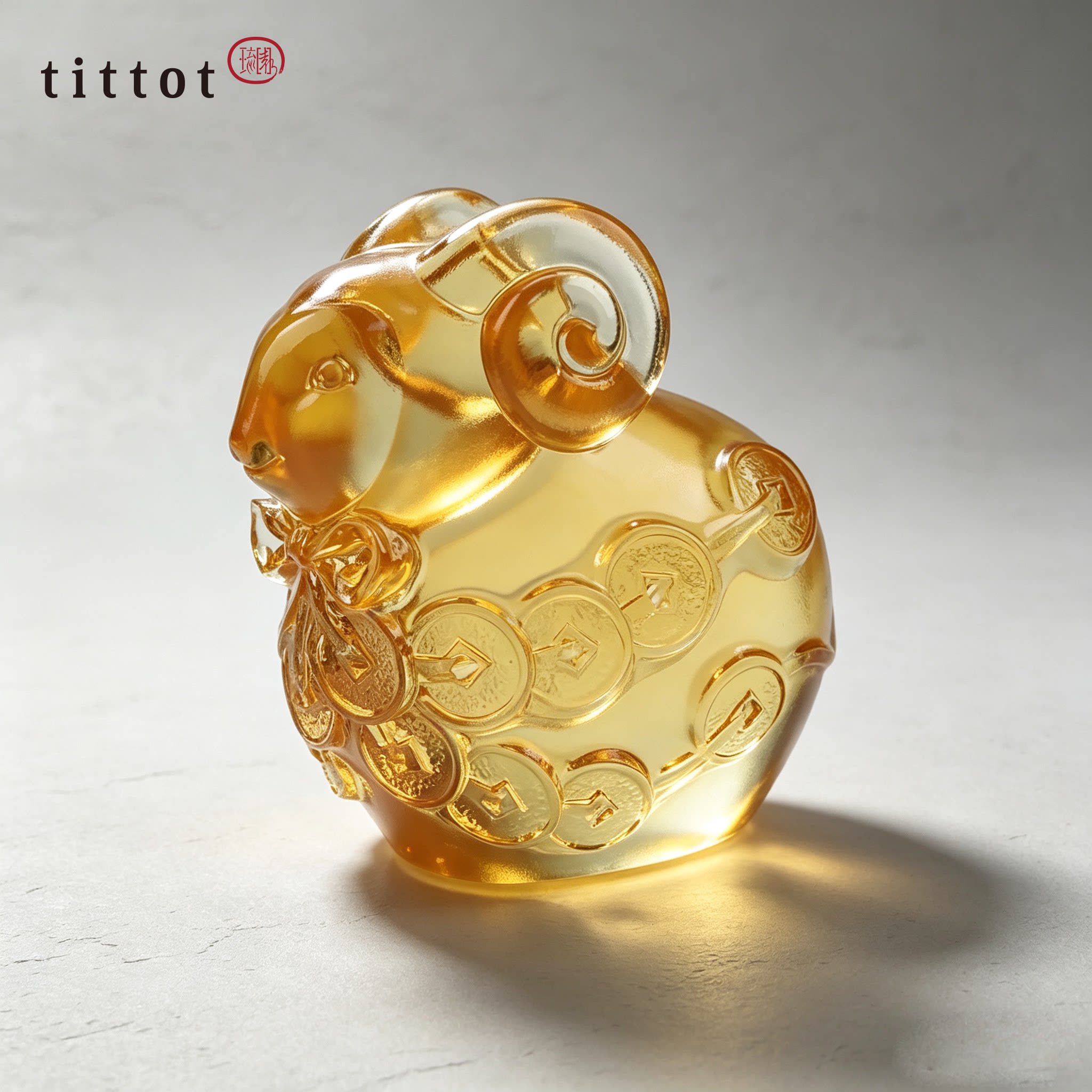 tittot琉园生肖琉璃羊摆件 招财吉祥物 2026新款玄关装饰乔迁礼物