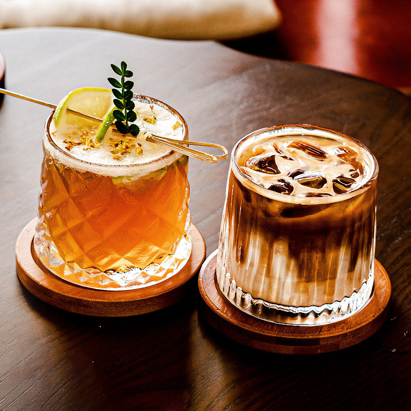 创意旋转咖啡杯子带底座玻璃杯ins风dirty咖啡杯澳白复古拿铁杯