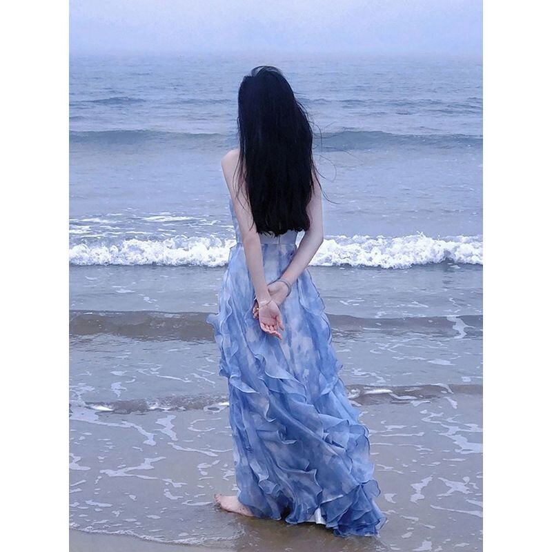 法式初恋抹胸吊带连衣裙仙女夏季超仙气质公主海边度假沙滩长裙子