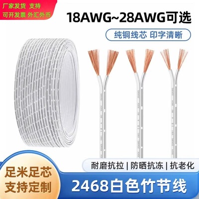 2468白色竹节线两芯电源线2818