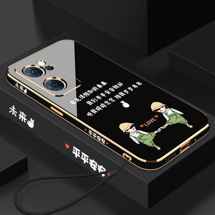 电镀平平安安OPPOReno7手机壳电镀软壳全包镜头防摔时尚Reno7潮流男女款新品新款保护套外壳硅胶个性创意