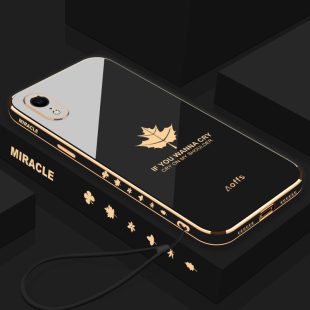 适用于苹果XR手机壳金色iPhonexr枫叶xr侧边iPhone电镀软壳全包镜头防摔摄像头时尚潮流女款男款新品新款硅胶