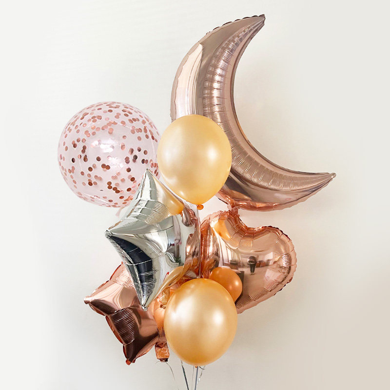 ins风月亮铝膜气球束氦气飘空气球装饰小红书拍照打卡气球束道具,节庆用品/礼品,飘空气球,淘宝优惠券,粉丝福利购,淘宝优惠卷