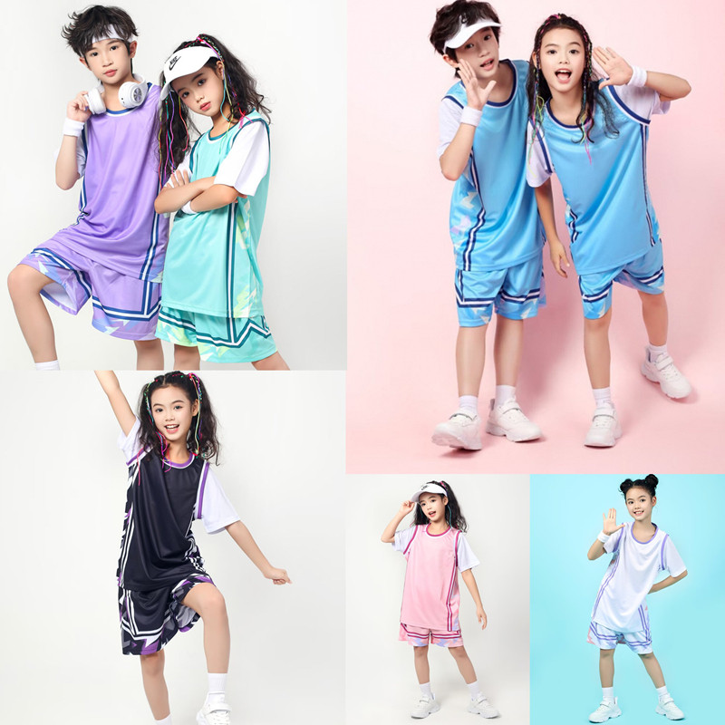 定制篮球服短袖假两件套男女童冰丝速干运动训练服学生高中球队服