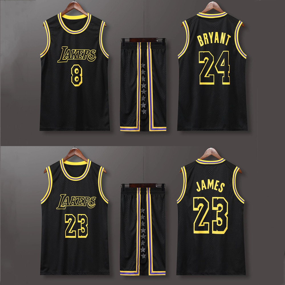 科比蛇纹纪念版球衣前8后24号詹姆斯23速干运动青少年专用篮球服