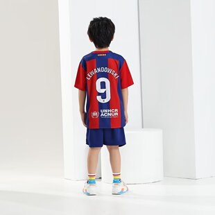 莱万多夫斯基球衣巴萨主客场9号定制儿童训练足球服速干亲子套装