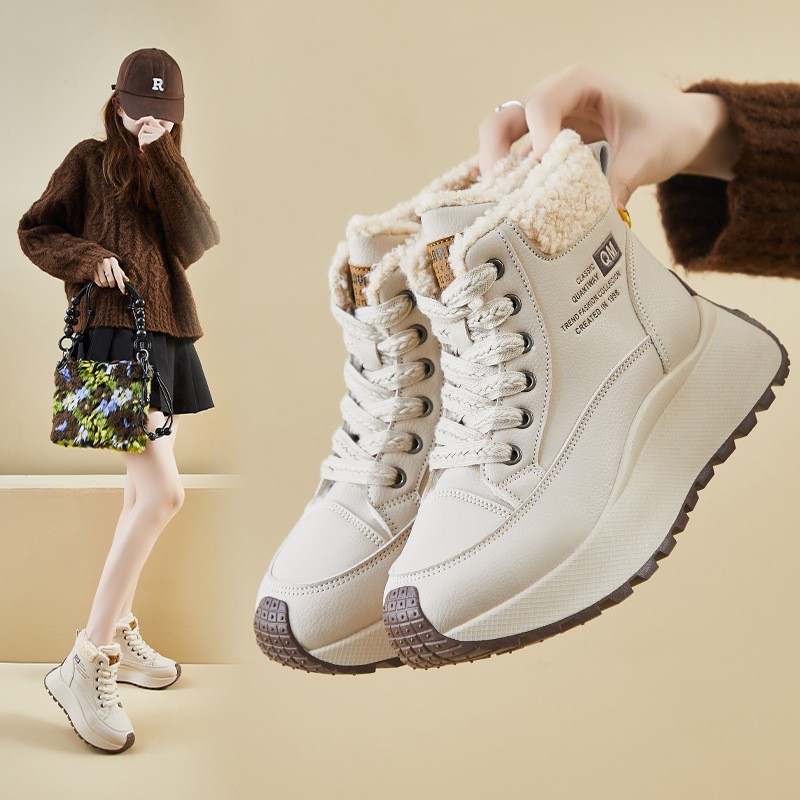 镜花泽鞋坊2025冬季高帮加绒老爹鞋新款韩版ins休闲鞋保暖XFK8a39