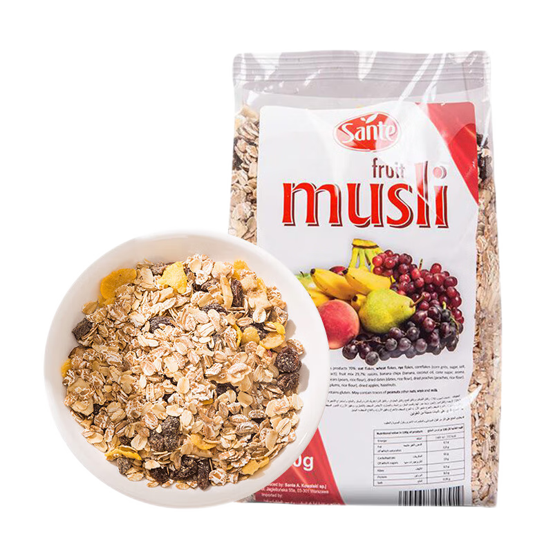 三特Sante/波兰进口混合多水果营养早餐燕麦片家庭分享装1kg