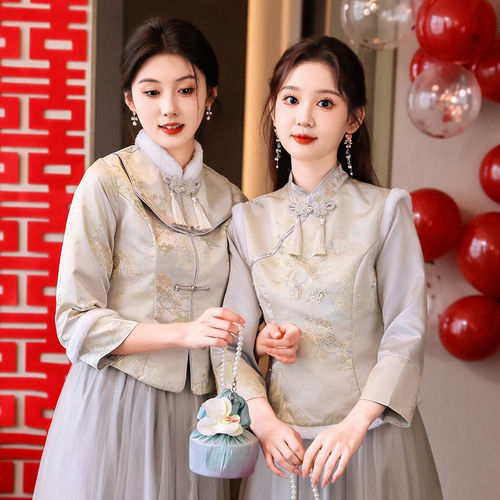 姣娴珺主中式2026新款礼服裙冬季