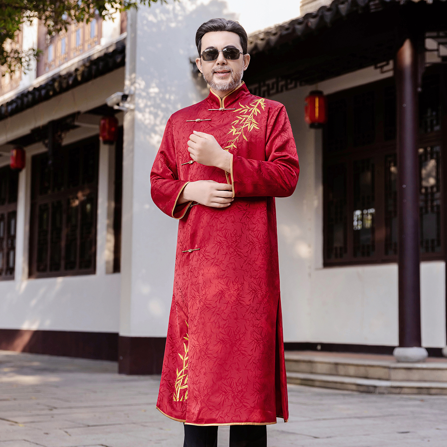新中式唐装中老年爸爸生日礼服