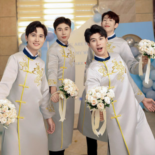 伴郎服中式2025新款兄弟装结婚礼服男士旗袍唐装接亲中国风伴郎团