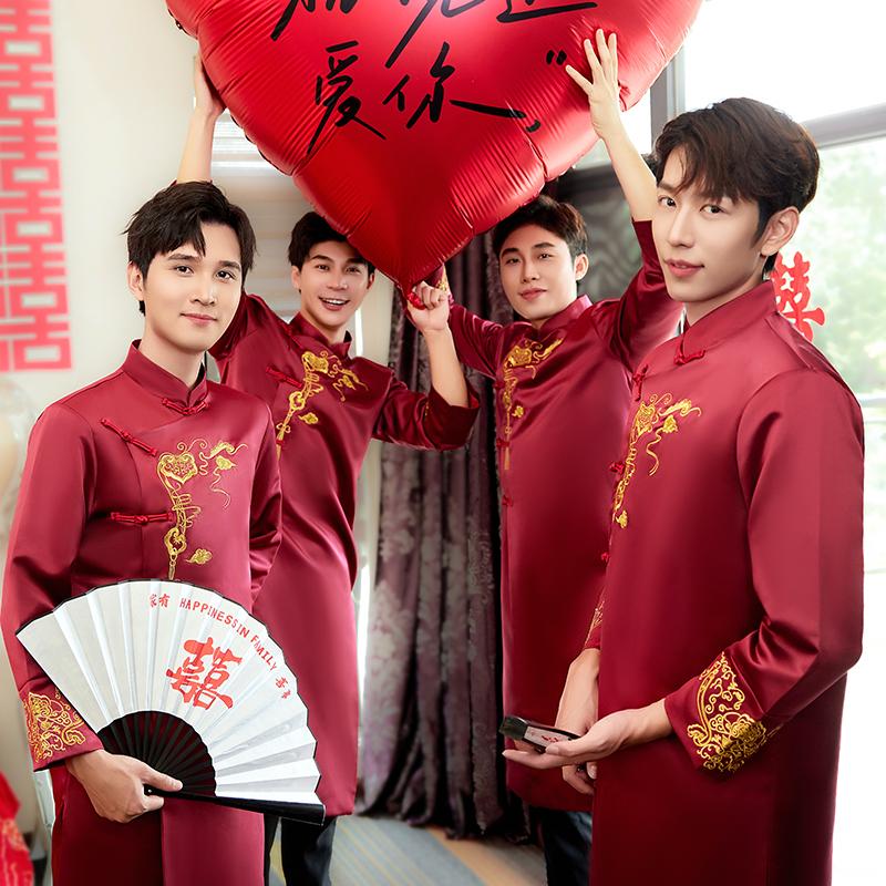 中式参加婚晚礼服装兄弟团舞台